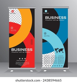 Neue Roll-up Banner vertikale Vorlage Design, Business, x-Banner und Standby-Banner Werbung. Vektor-Illustration, Roll-up Banner - Vektor-Vorlage, Pull-up, vertikale Banner, Willkommen