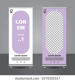 New rollup banner template bundle. advertising, background, banner, biochemistry, biology, blue, brochure, business promotion signage standee vector layout