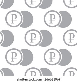 New Rouble coin white and black seamless pattern for web design. Vector symbol