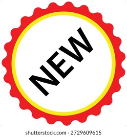 Nuevo icono de insignia redonda con diseño inclinado, símbolo de etiqueta promocional para el lanzamiento del producto, marketing destacado y venta