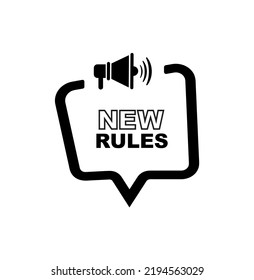 new rules sign on white background