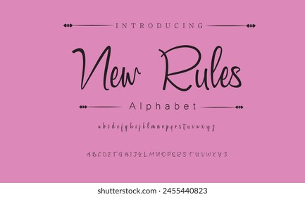 Reglas Nuevas Fuente de la firma Caligrafía Logotype Script Brush Tipo de fuente Letras manuscritas