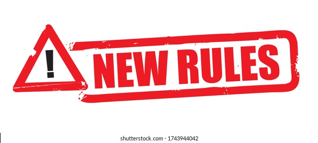 new rules word - red rubber stamp - text on white background 