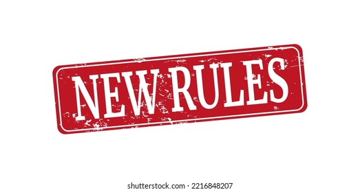 New Rules Word - Red Rubber Stamp - Text On White Background