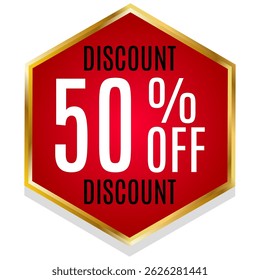 New Sale Mega Super Discount New Offer Gift Ticket Coupons Set with Discount Color Red Black Gold White 50 75% Percent Vector Element Template Coupon Tag Design Star