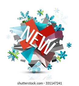New sale tag, badge for Christmas and New Year. Vector illustration