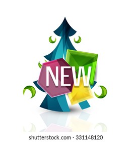 New sale tag, badge for Christmas and New Year. Vector illustration