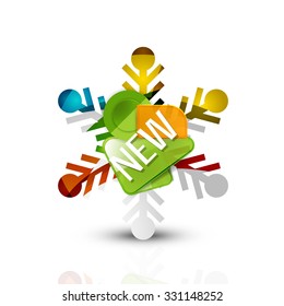 New sale tag, badge for Christmas and New Year. Vector illustration