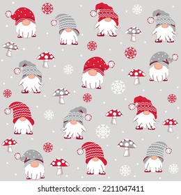 New Santa Gnomes in the winter with mushroom fun christmas