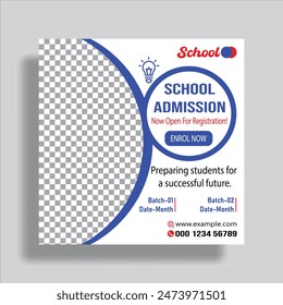 New School Admission Social Media Post Template, Educational Social Media Post Square Flyer