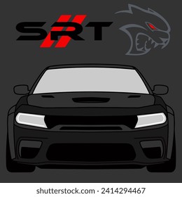 New School American Muscle Car srt styled american muscle car sticker vector. Challenger muscle car