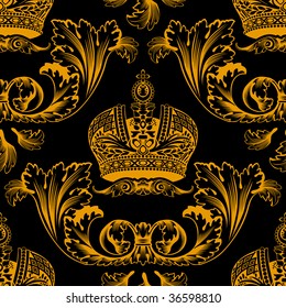 New seamless decor gold ornament black. Vector illustration