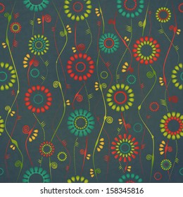 new seamless pattern with colorful flowers can use like vintage background