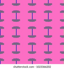 New seamless pattern with sport dumbbells or barbells for original colorfull backdrop.