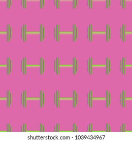 New seamless pattern with sport dumbbells or barbells for original colorfull backdrop.