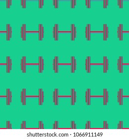 New seamless pattern with sport dumbbells or barbells for original colorfull backdrop.