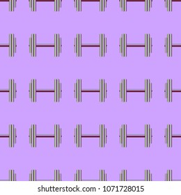 New seamless pattern with sport dumbbells or barbells for original colorfull backdrop.