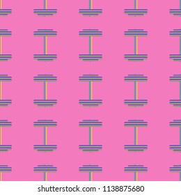 New seamless pattern with sport dumbbells or barbells for original colorful backdrop.