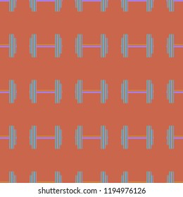 New seamless pattern with sport dumbbells or barbells for original colorfull backdrop.