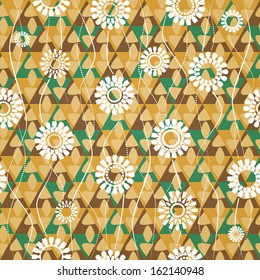 new seamless pattern with white flowers on vintage background