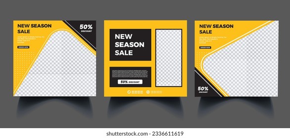 New season Sale social media post banner template, editable promotion vector background with photo collage