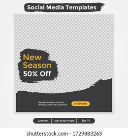 New Season sale template post for social media ad. Web banner Square for fashion ads.