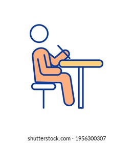 New Seating Plans RGB Color Icon. One-seat Table. Cafe, Restaurant. Seating Capacity. Socially Distanced Seating. Business Opening Rules. Coronavirus Restrictions. Isolated Vector Illustration