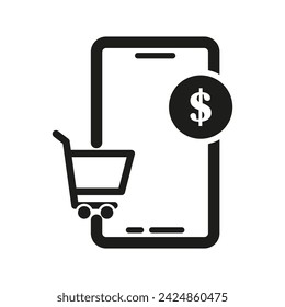 New sell and buy via smart phone icon. Vector illustration. EPS 10.