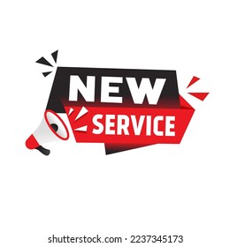 New service banner template. Vector illustration white background.