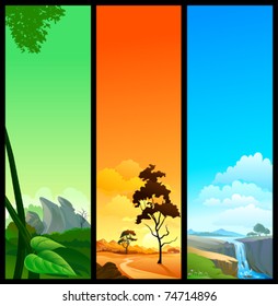 NEW !  SET OF 3 BEAUTIFUL NATURE BANNERS