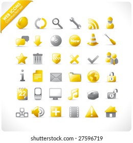 new set of 36 glossy web icons in yellow and grey (see also other web stuff in my portfolio)