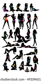 New set bikini girls silhouette - vector. Swimsuit
