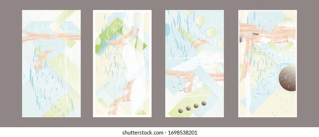 New set collage cards modern colorful flow poster color background art design
