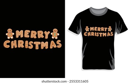 A new set of cute gingerbread cookies T-shirt designs for Christmas. Print Ready File Download