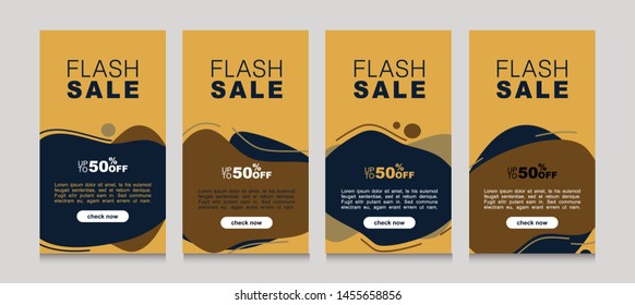 New set of dynamic modern banners  with mobile fluid elements and new soft color concept. Editable texts. Flash sale special offer and discount template design.