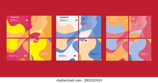 New set of editable colorful fluid banner templates. Suitable for social media posts and web or internet ads. Vector illustration EPS 10.