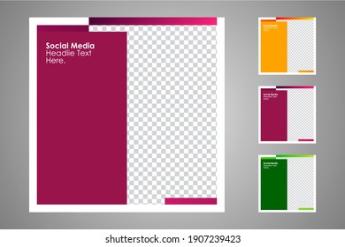 Nuevo conjunto de plantillas de banners mínimas editables. Adecuado para publicaciones en medios sociales y anuncios web o en internet con una elección de tres colores diferentes. Ilustración vectorial con colegio fotográfico.