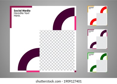 Nuevo conjunto de plantillas de banners mínimas editables. Adecuado para publicaciones en medios sociales y anuncios web o en internet con una elección de tres colores diferentes. Ilustración vectorial con colegio fotográfico.