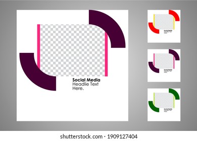 New set of editable minimal banner templates. Suitable for social media posts and web or internet ads with a choice of three different colors. Vector illustration with photo college.
