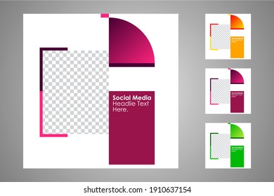New set of editable minimal banner templates. Suitable for social media posts and web or internet ads with a choice of three different colors. Vector illustration with photo college.