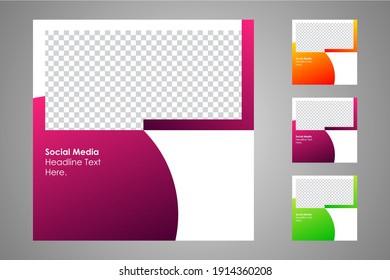 New set of editable minimal banner templates. Suitable for social media posts and web or internet ads with a choice of three different colors. Vector illustration with photo college.