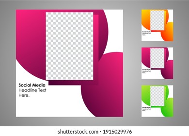 New set of editable minimal banner templates. Suitable for social media posts and web or internet ads. Vector illustration with photo college.