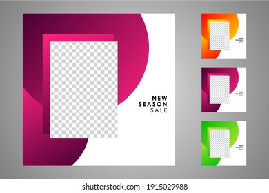 New set of editable minimal banner templates. Suitable for social media posts and web or internet ads. Vector illustration with photo college.
