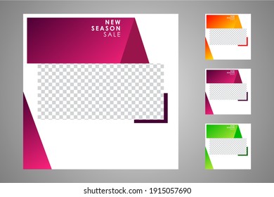 New set of editable minimal banner templates. Suitable for social media posts and web or internet ads. Vector illustration with photo college.