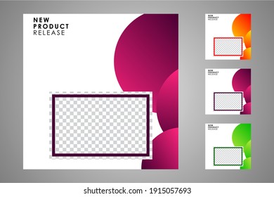 New set of editable minimal banner templates. Suitable for social media posts and web or internet ads. Vector illustration with photo college.