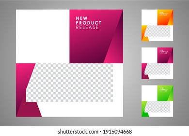 Nuevo conjunto de plantillas de banners mínimas editables. Adecuado para publicaciones en medios sociales y anuncios web o en internet. Ilustración vectorial con colegio fotográfico.