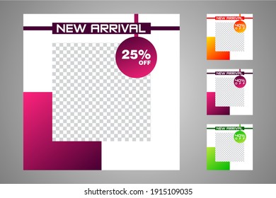 New set of editable minimal banner templates. Suitable for social media posts and web or internet ads. Vector illustration with photo college.