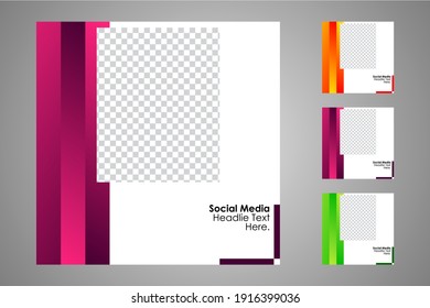 New set of editable minimal banner templates. Suitable for social media posts and web or internet ads. Vector illustration with photo college.