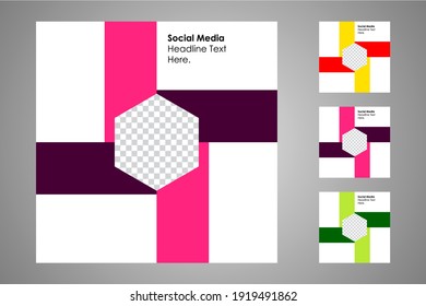 New set of editable minimal banner templates. Suitable for social media posts and web or internet ads. Vector illustration with photo college.