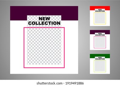 New set of editable minimal banner templates. Suitable for social media posts and web or internet ads. Vector illustration with photo college.